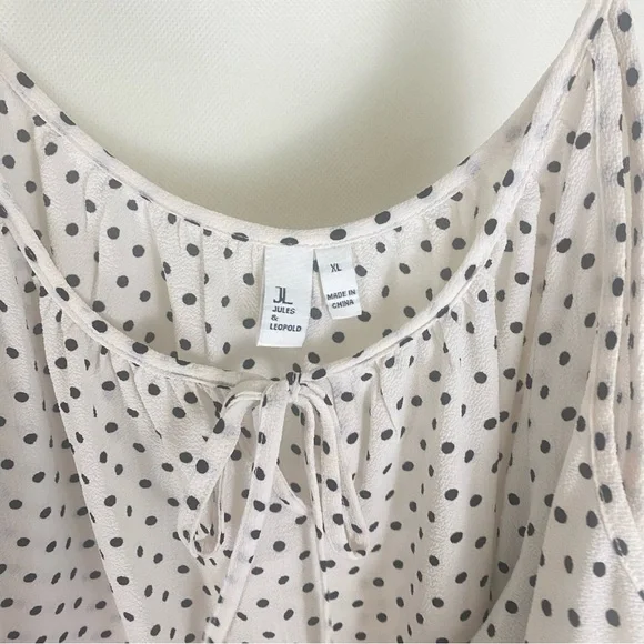 Jules & Leopold Black and White polka dot Open Cold shoulder strap top Blouse XL - Picture 8 of 9
